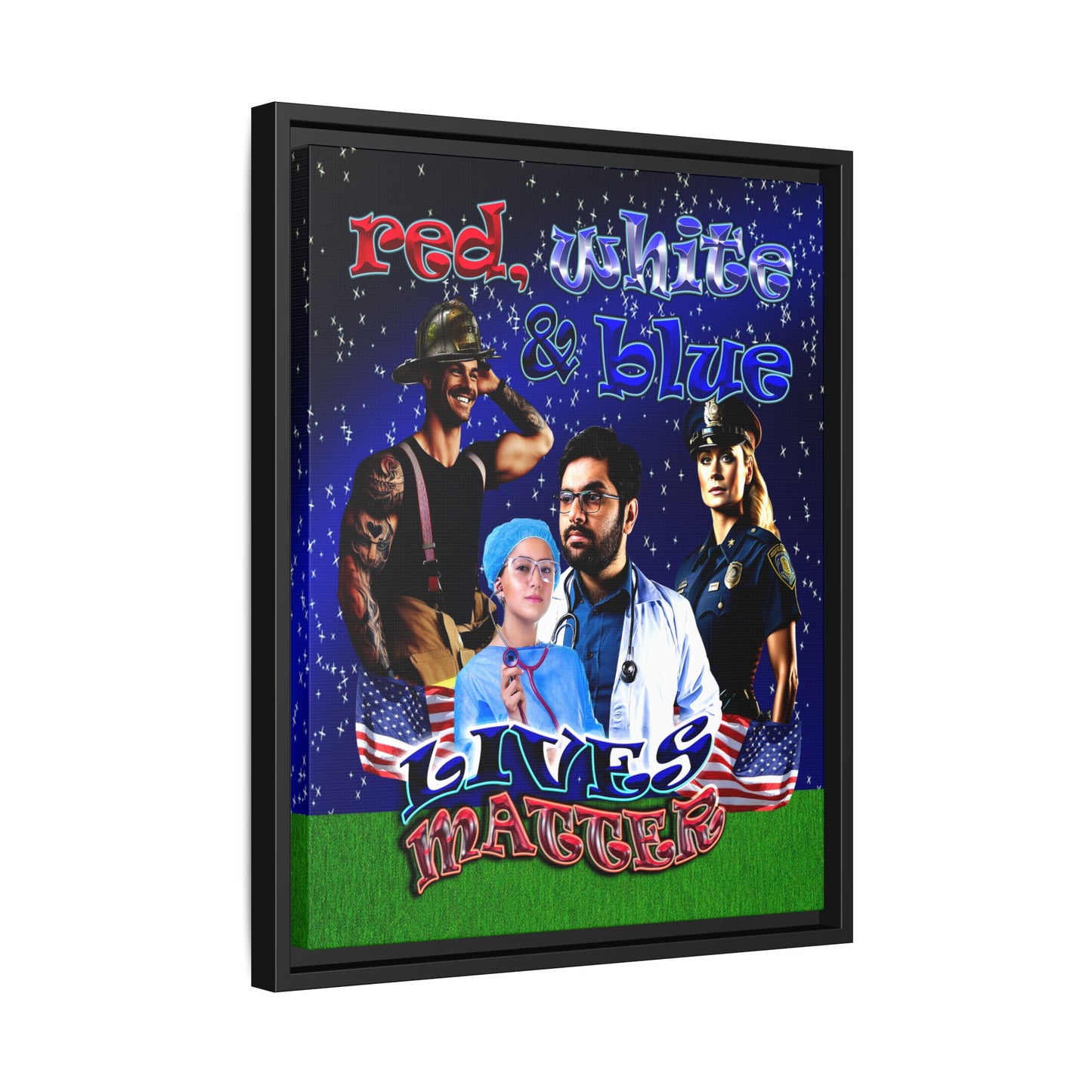 rw&b lives matter - framed canvas art ('snoops' background)