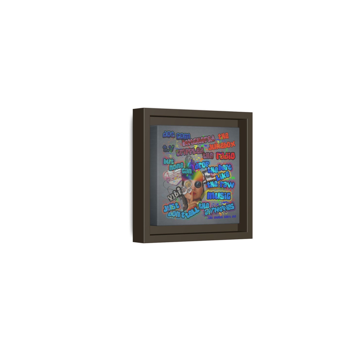 drop the beat - framed canvas art (grey-light grey)