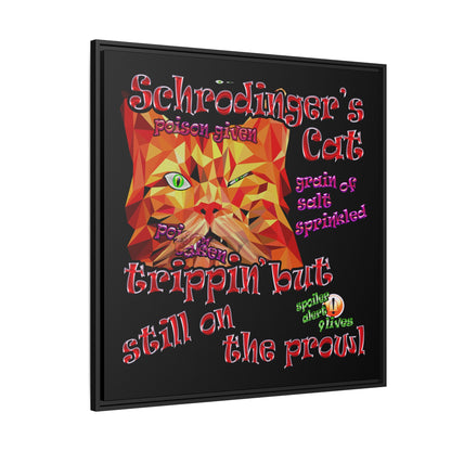 schrodinger's cat - framed canvas art (black)