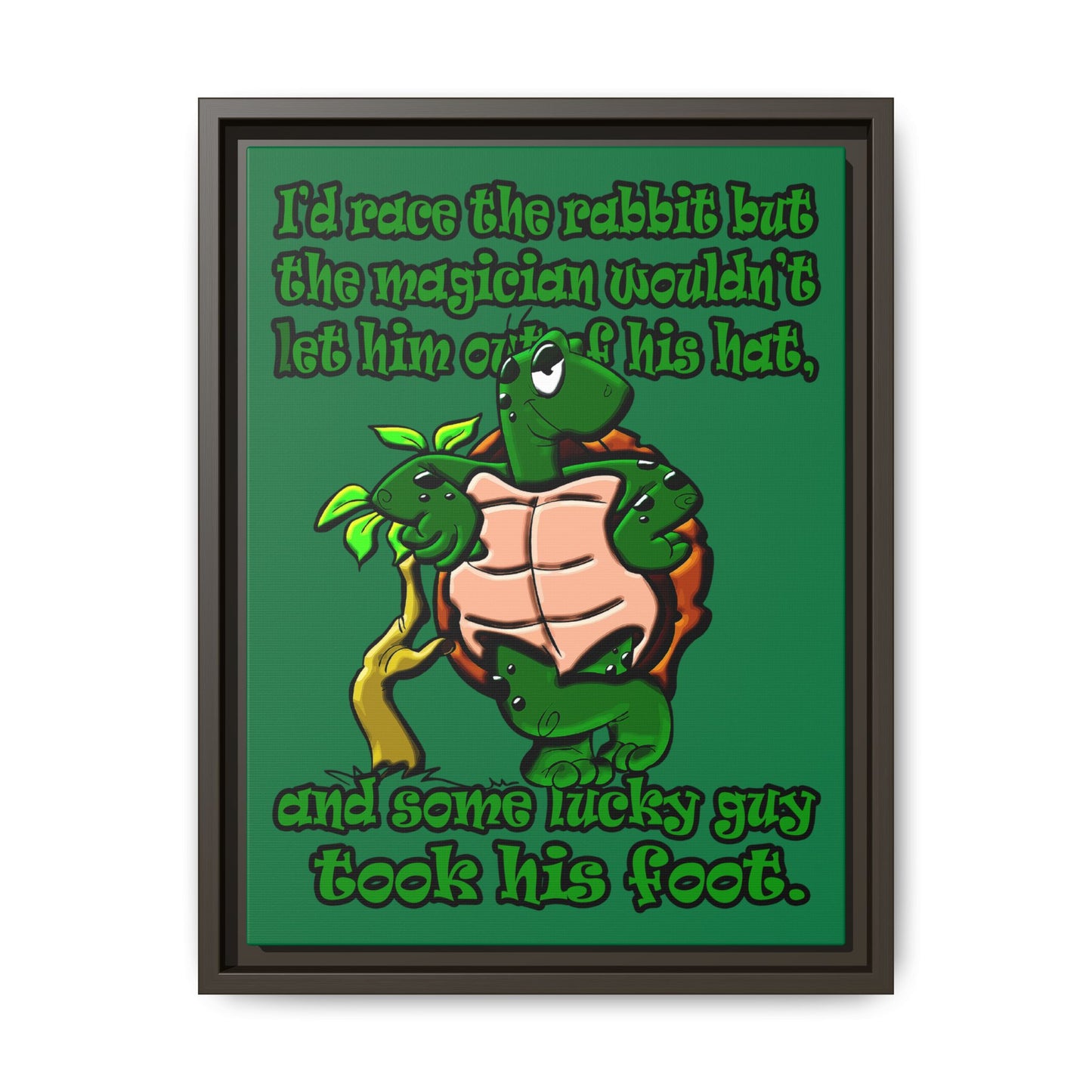 turtle race - framed canvas art (dark green)