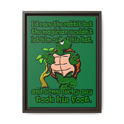 turtle race - framed canvas art (dark green)