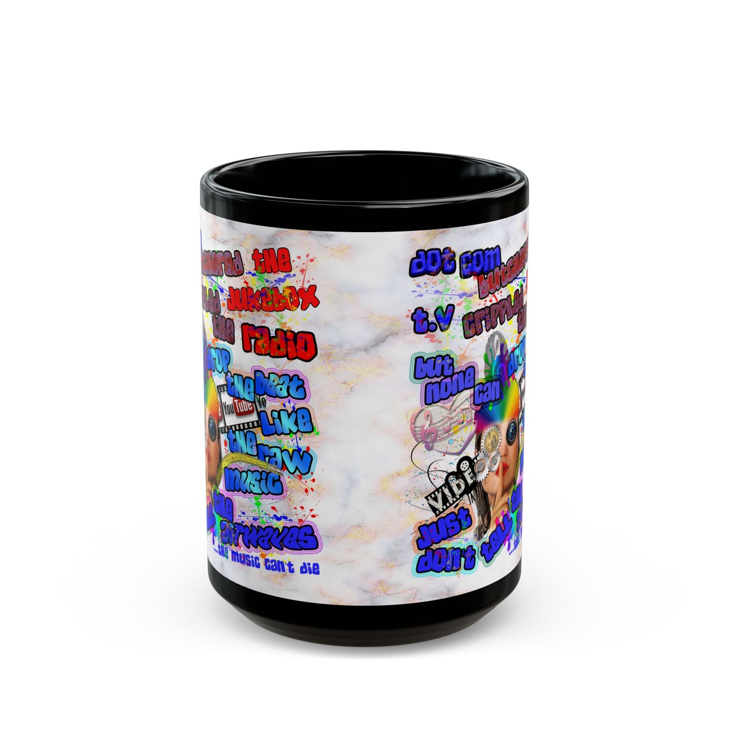 drop the beat - Black Mug (white marble)