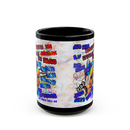 drop the beat - Black Mug (white marble)