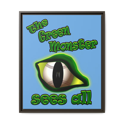 green monster - framed canvas art (light blue)