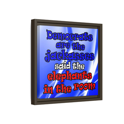 donkeys and elephants - framed canvas art (blue-white wave)
