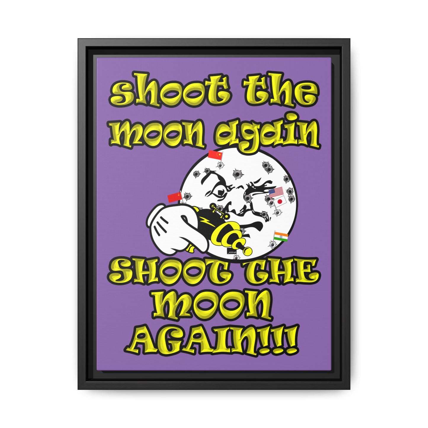 shoot the moon again - framed canvas art (light purple)