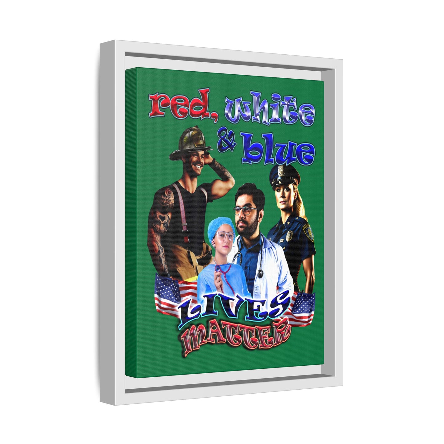 rw&b lives matter - framed canvas art (dark green)