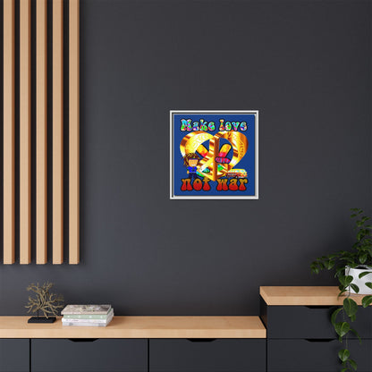 love peace - framed canvas art (dark blue)