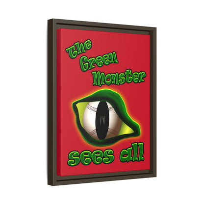 green monster - framed canvas art (dark red)