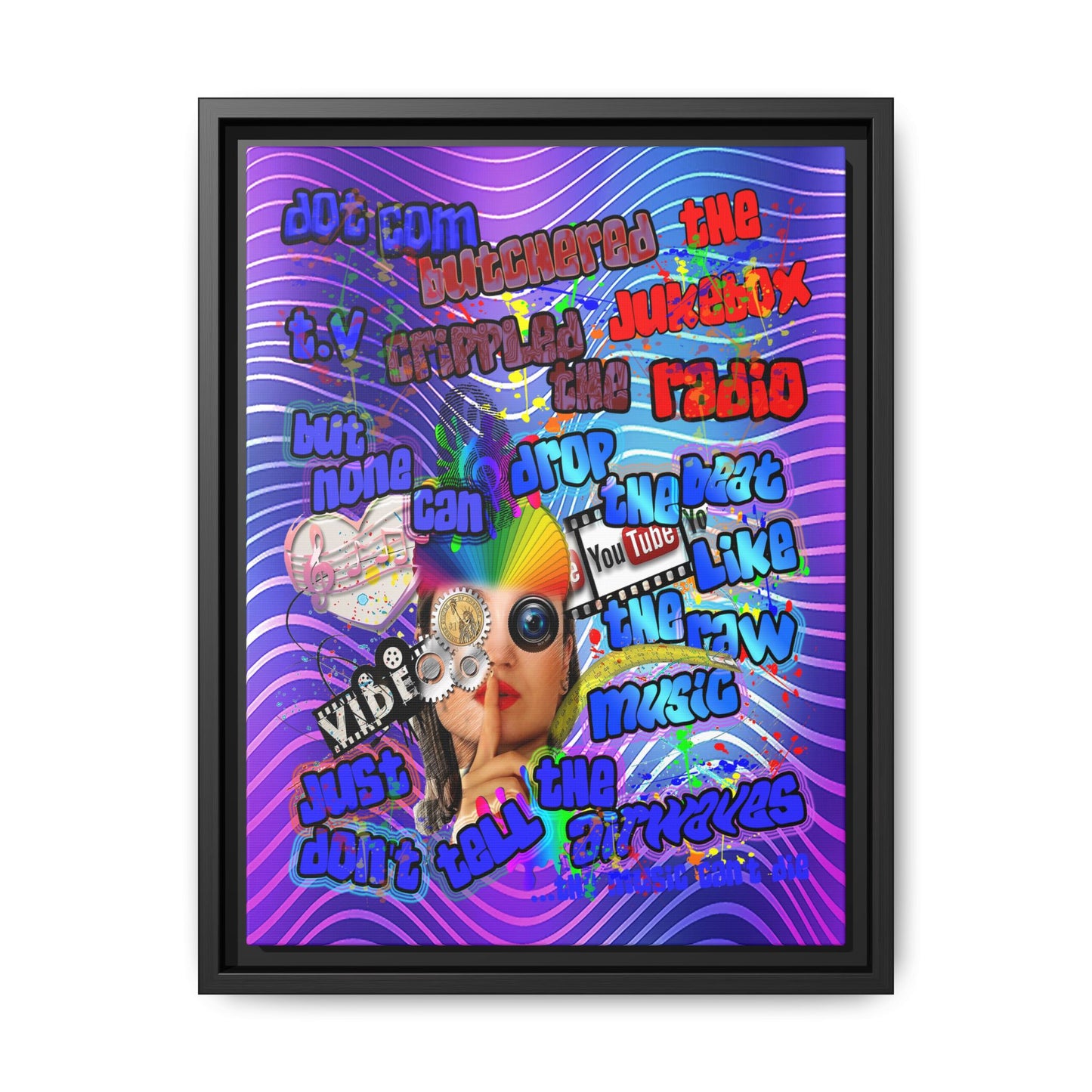 drop the beat - framed canvas art (purple wave)