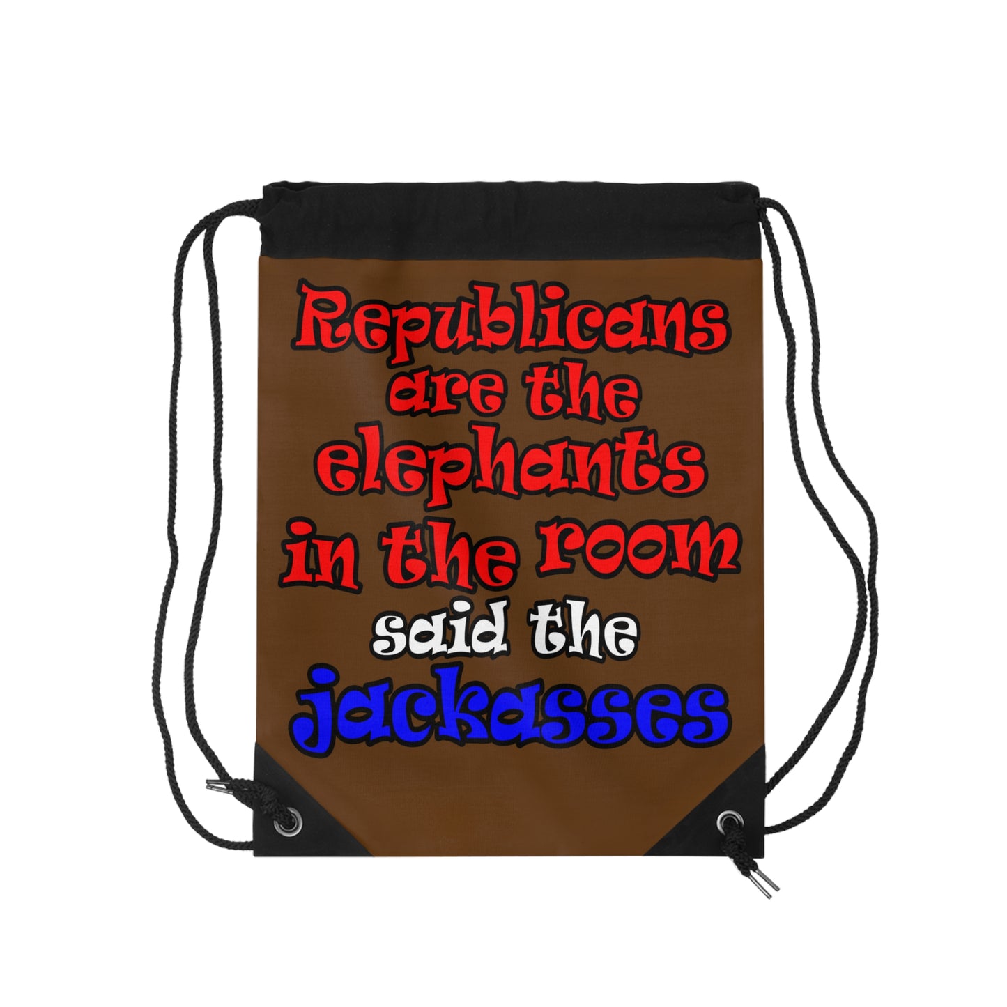 donkeys and elephants - Drawstring Bag (brown)