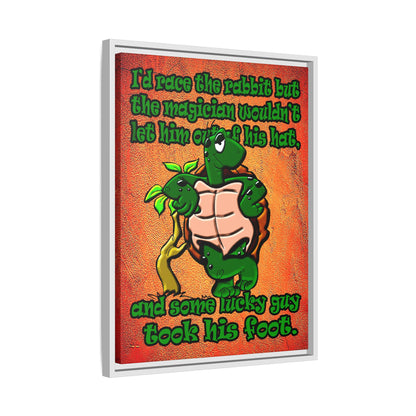 turtle race - framed canvas art (burnt orange)