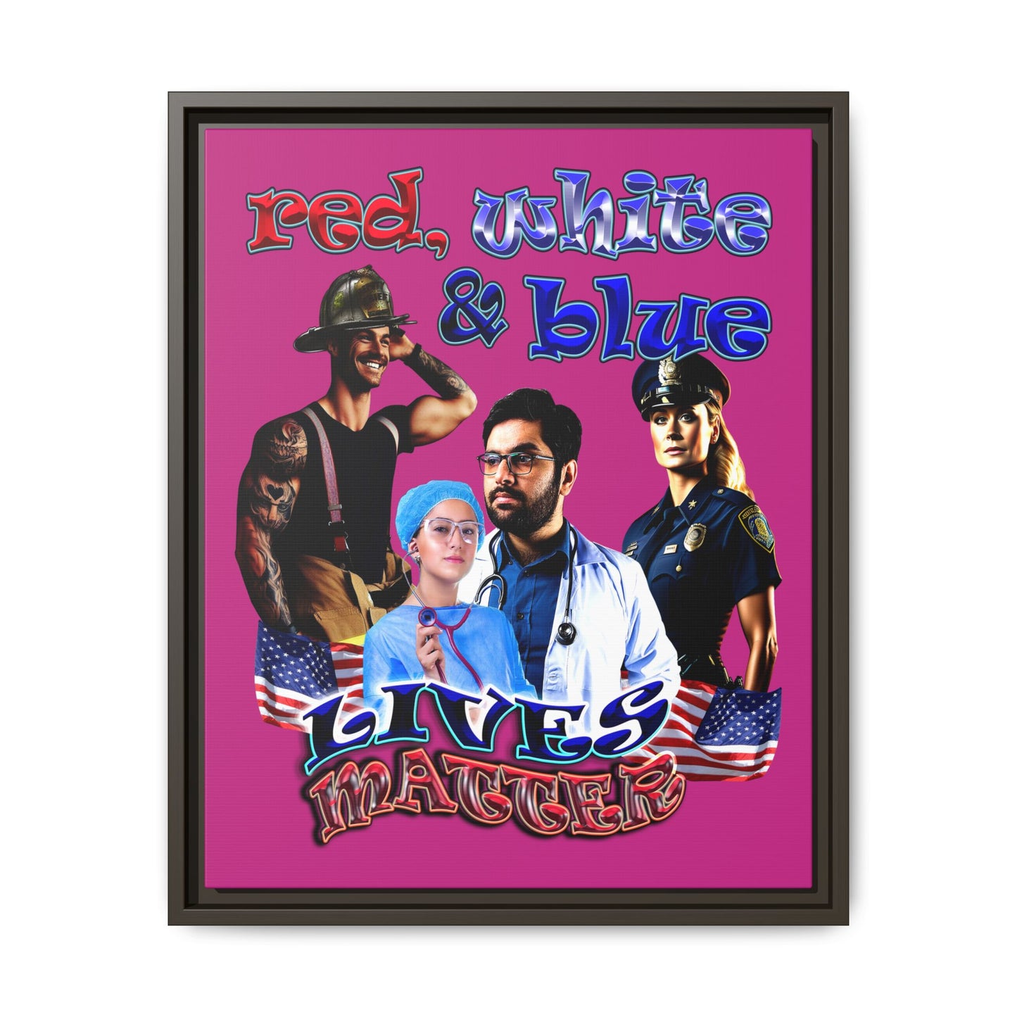 rw&b lives matter - framed canvas art (pink)