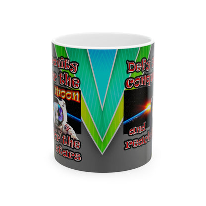 defy conquer reach - White Mug (rainbow split)