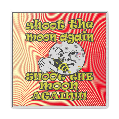 shoot the moon again - framed canvas art (yellow-orange wave)