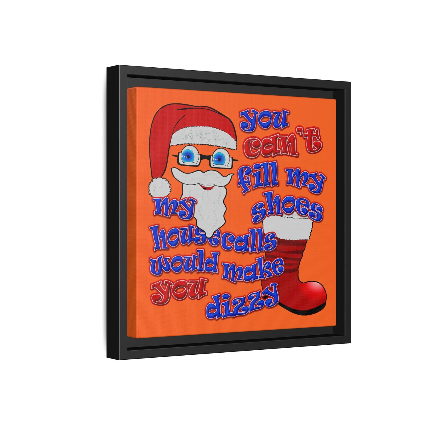 santa's shoes - framed canvas art (orange)