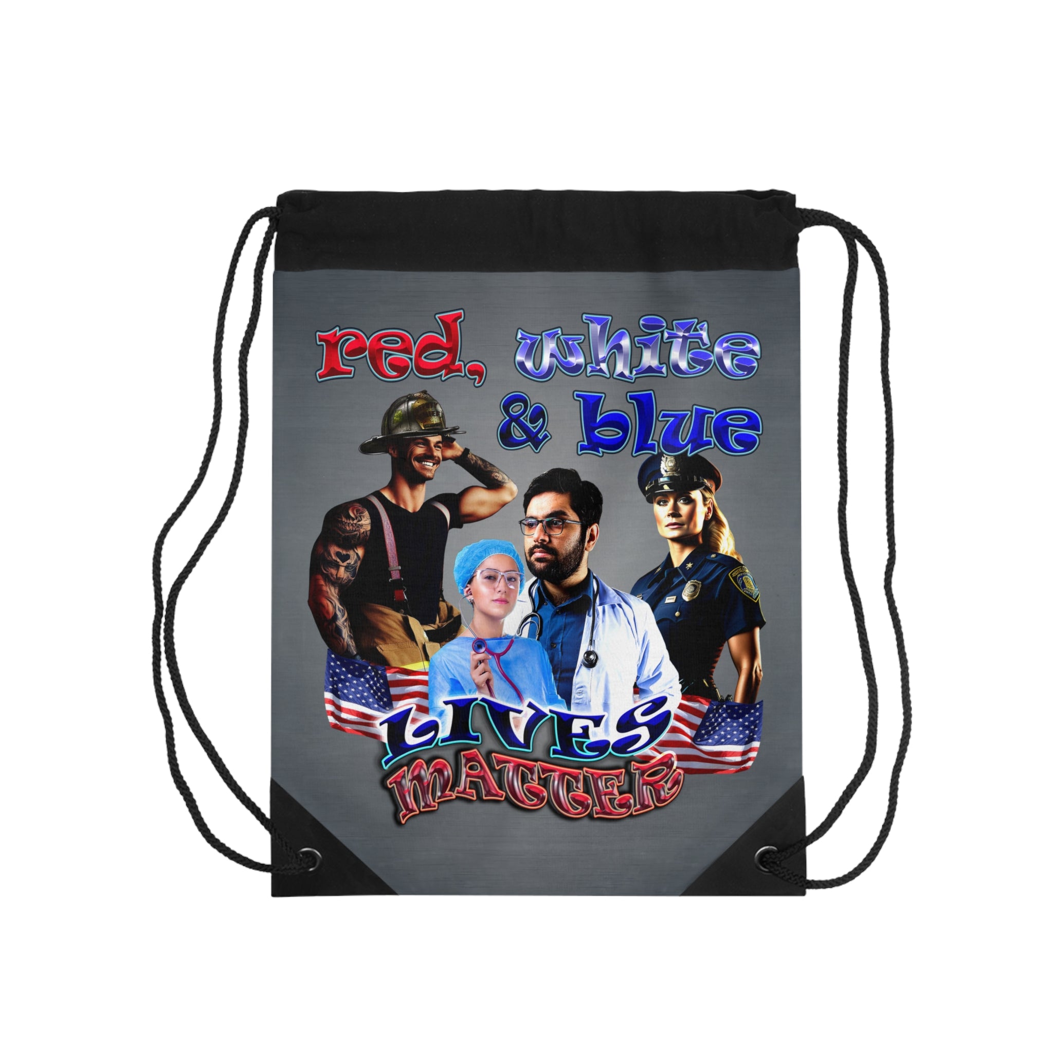 rw&b lives matter - Drawstring Bag (grey-light grey)