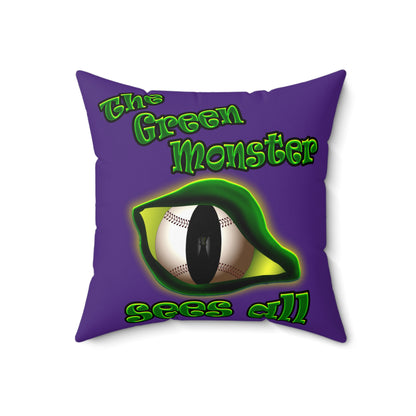 green monster - Spun Polyester Square Pillow - (purple)