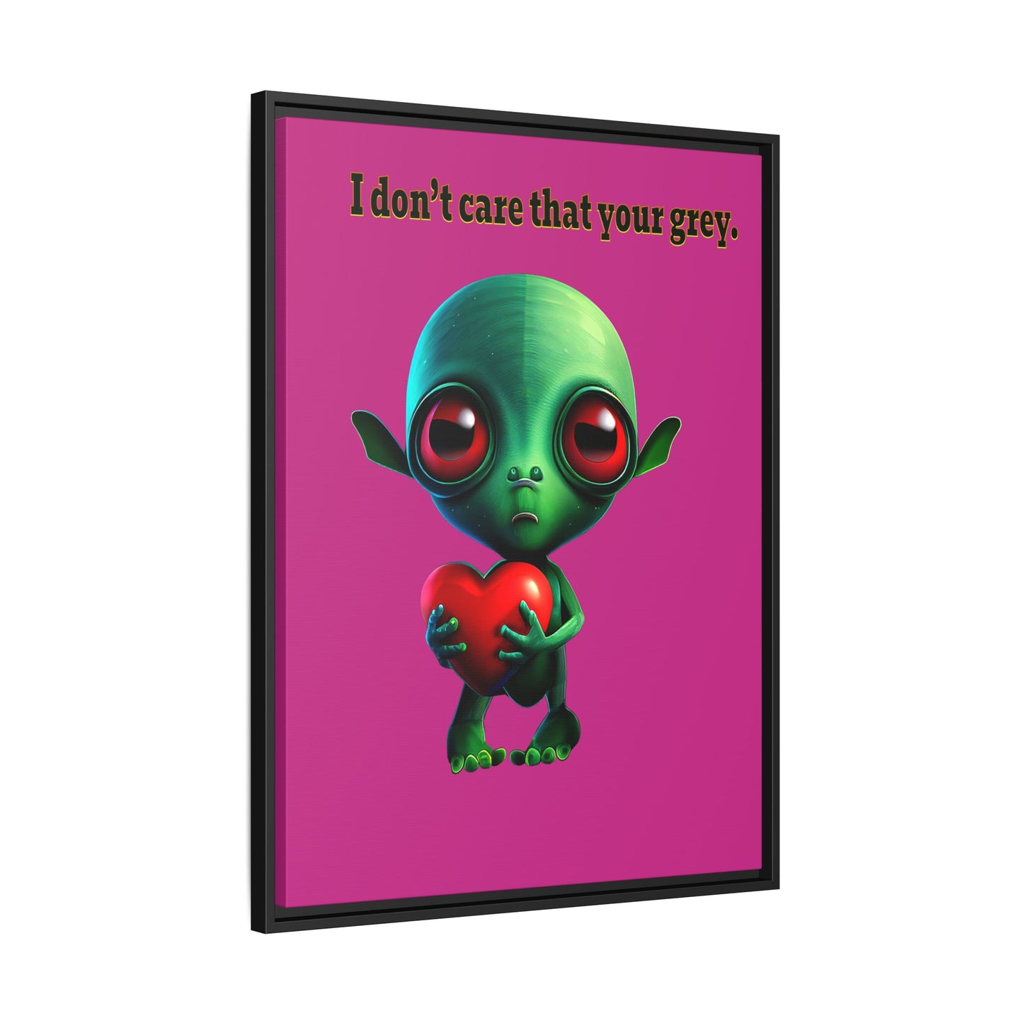 I don't care that your grey - framed canvas art (pink)