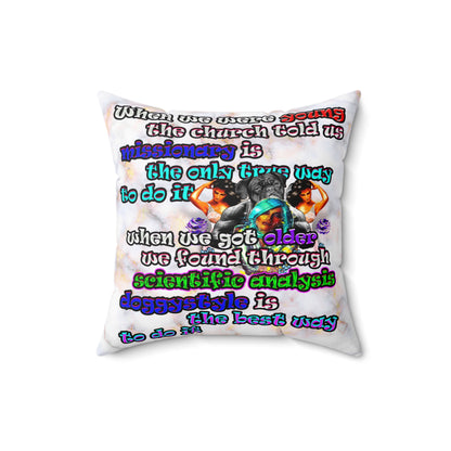 doggystyle - Spun Polyester Square Pillow - (white marble)