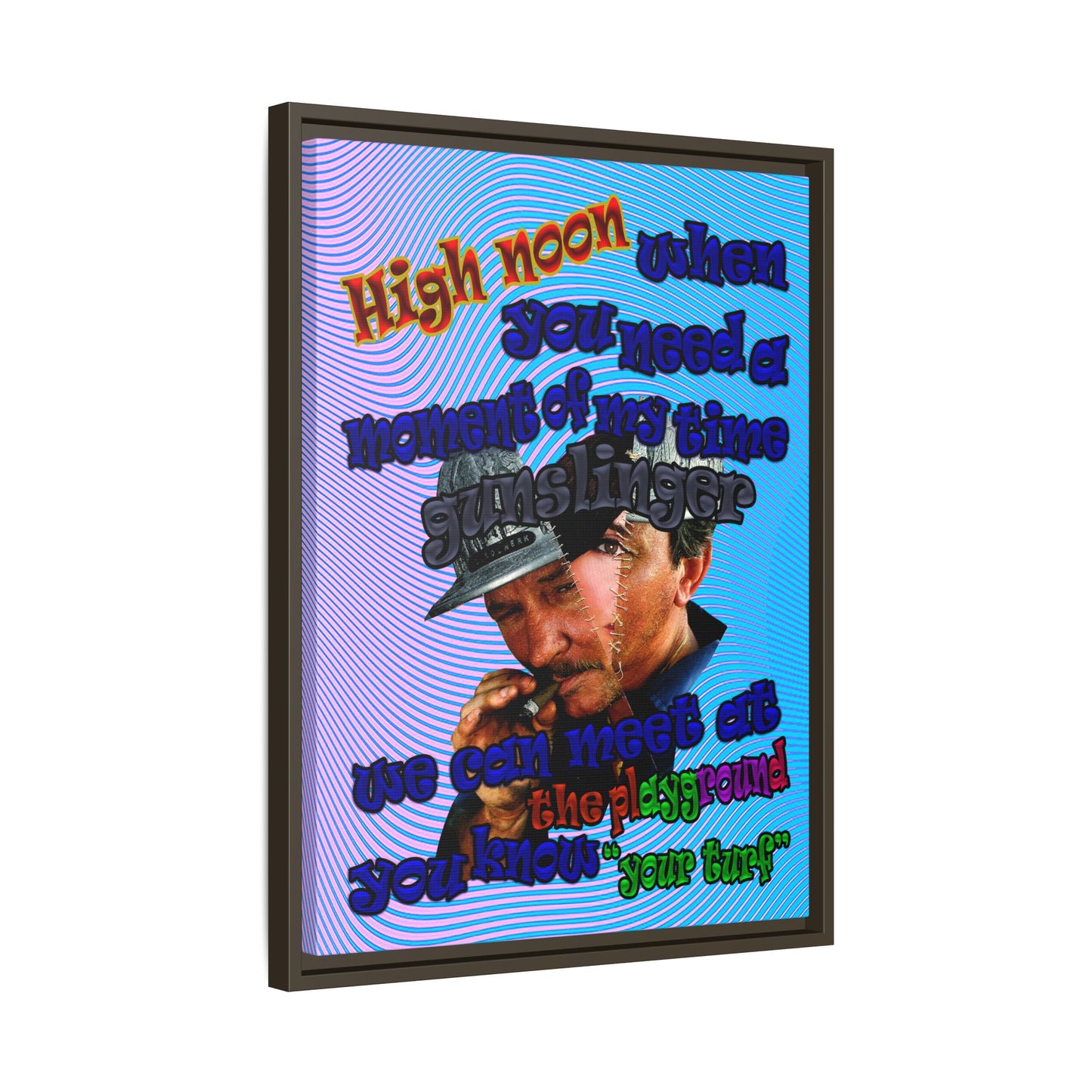high noon - framed canvas art (light blue-purple wave)