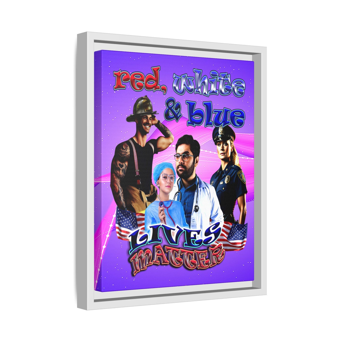 rw&b lives matter - framed canvas art (purple-pink wave)