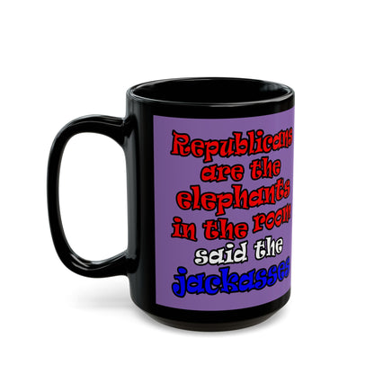 donkeys and elephants - Black Mug (light purple)
