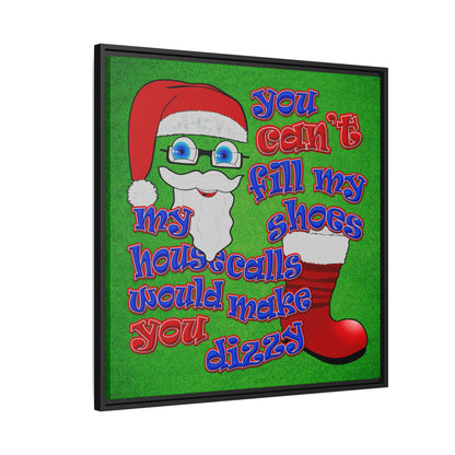 santa's shoes - framed canvas art (green turf)