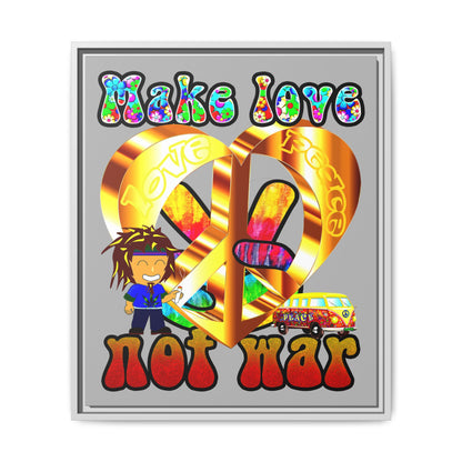 love peace - framed canvas art (light grey)