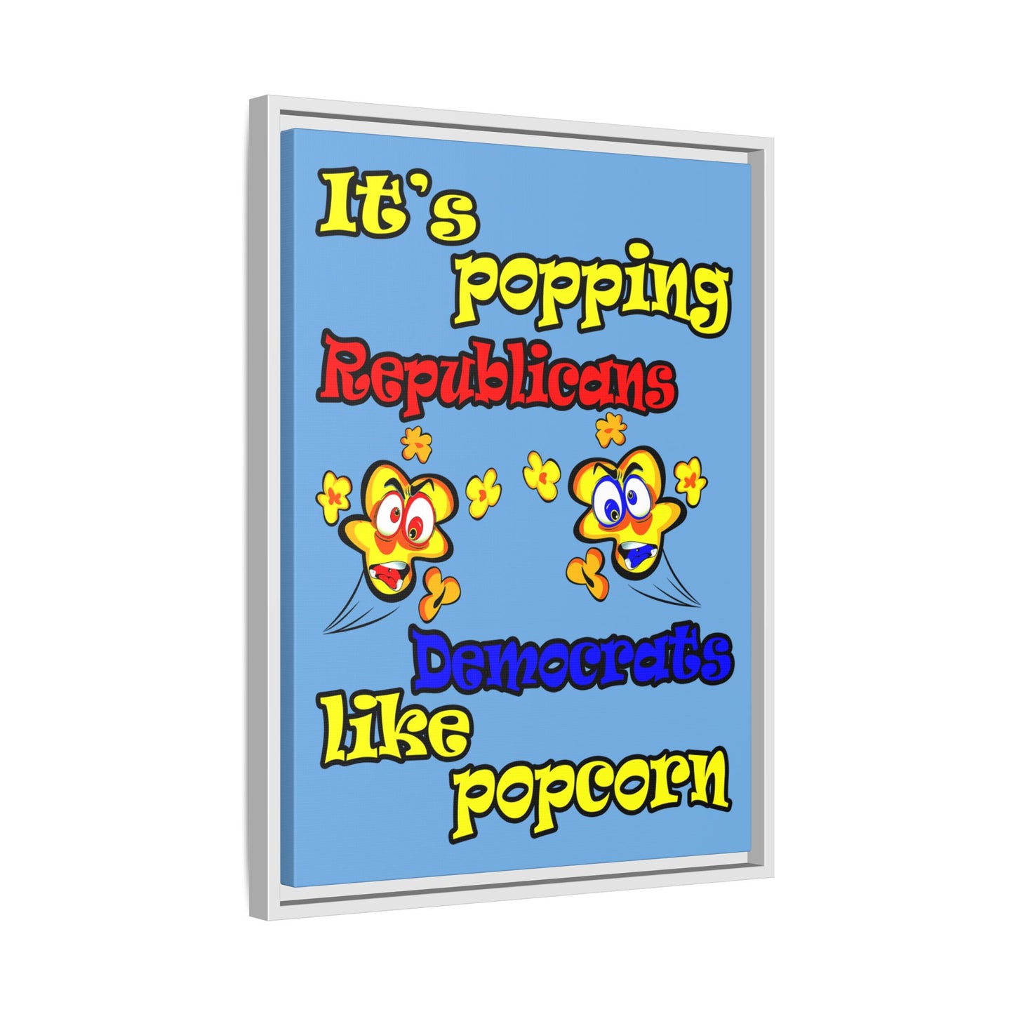 popping like popcorn - framed canvas art (light blue)