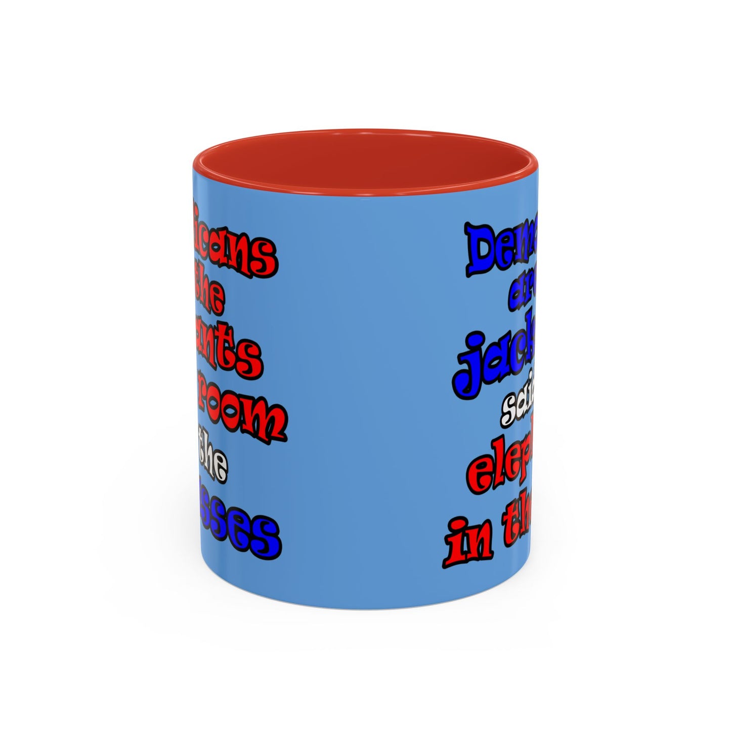 donkeys and elephants - Accent Mug (light blue)