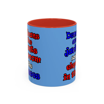 donkeys and elephants - Accent Mug (light blue)