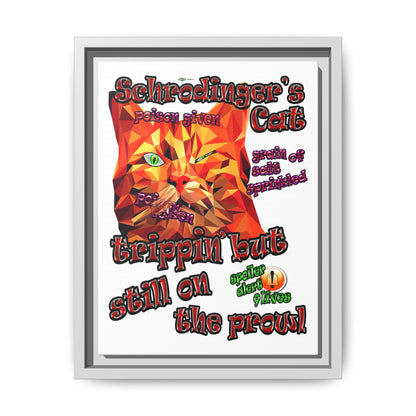 schrodinger's cat - framed canvas art (white)