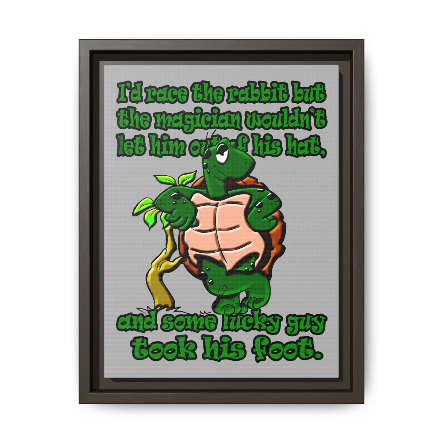turtle race - framed canvas art (light grey)