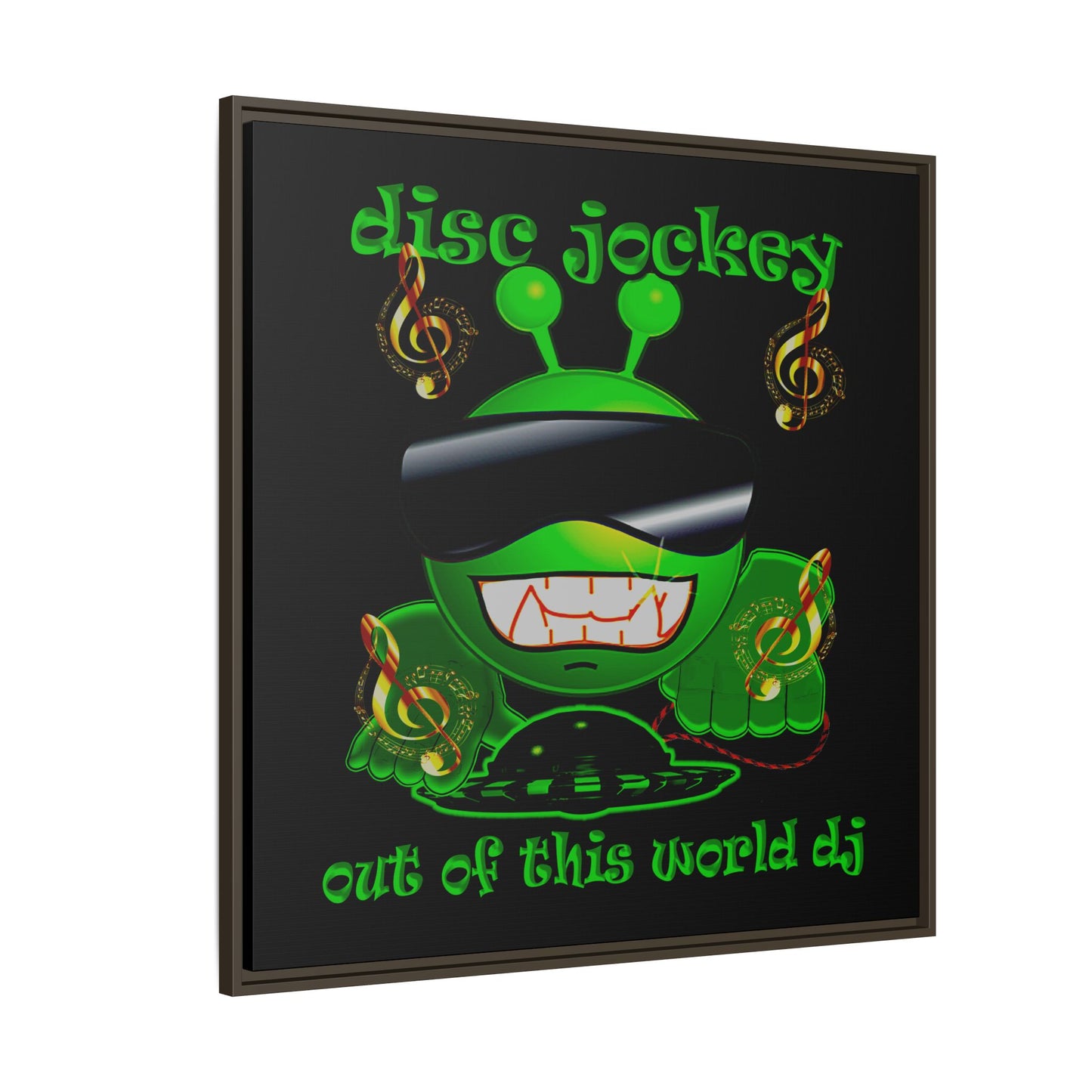 disc jockey - framed canvas art (black)