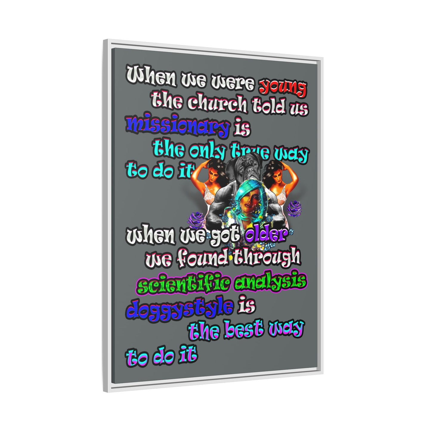 doggystyle - framed canvas art (dark grey)