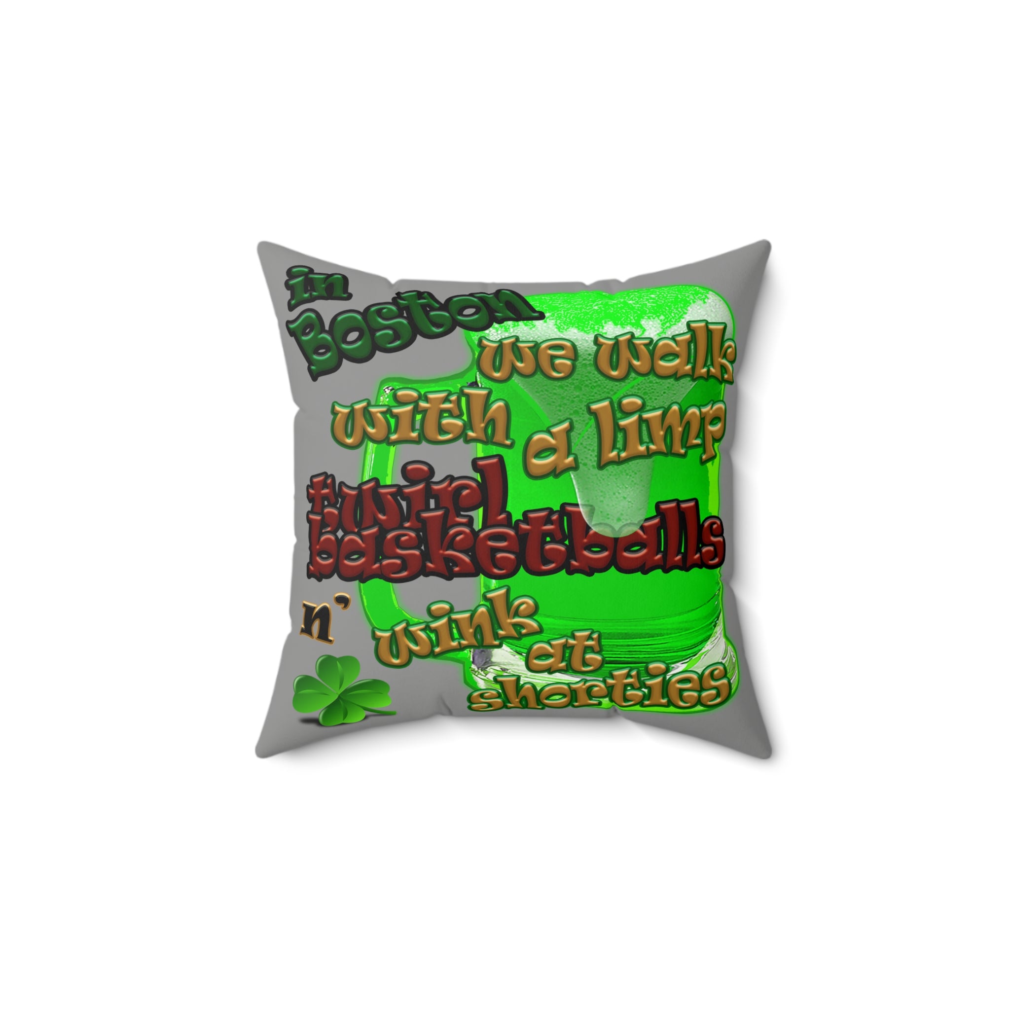 celtics logo - Faux Suede Square Pillow - (grey)