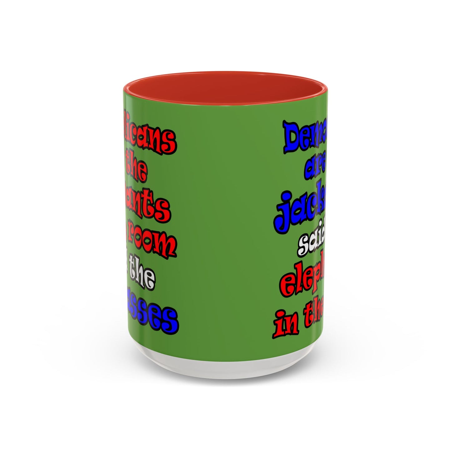 donkeys and elephants - Accent Mug (green)
