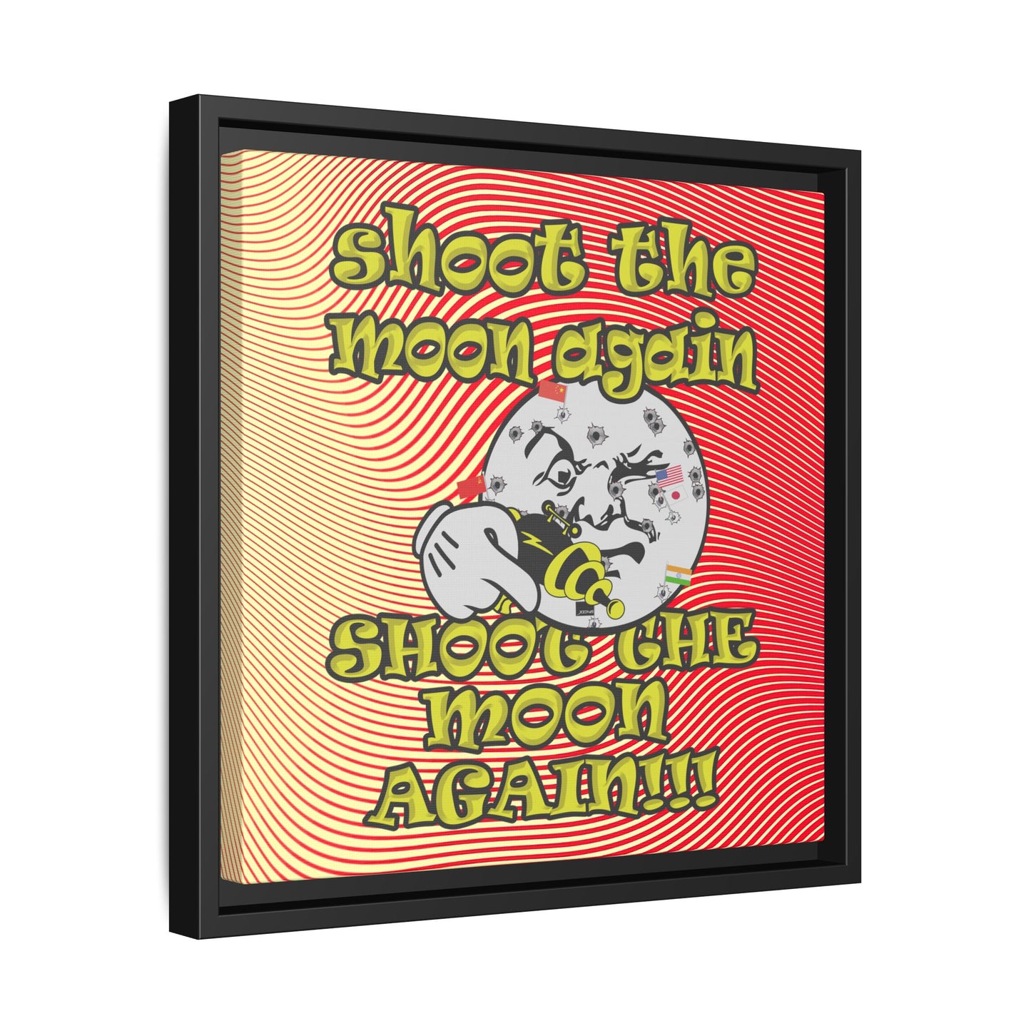 shoot the moon again - framed canvas art (yellow-orange wave)