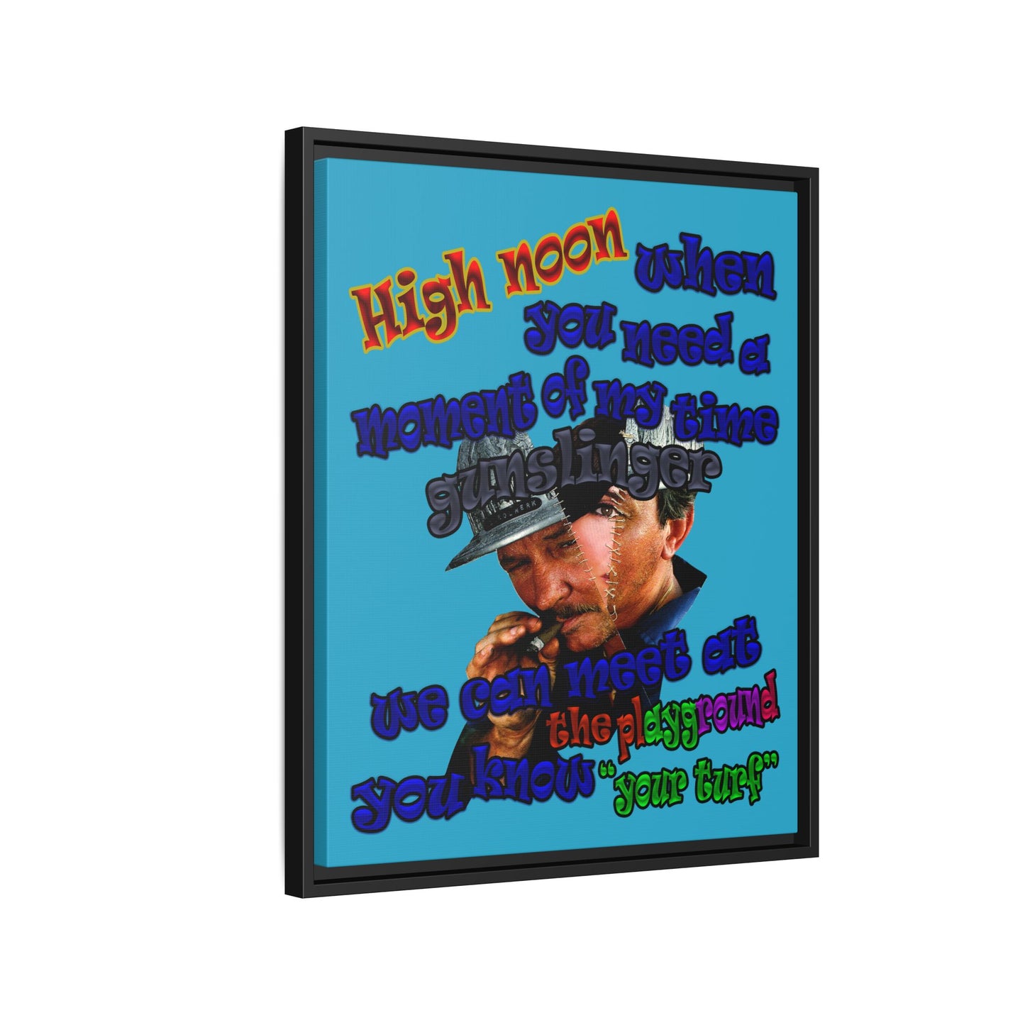 high noon - framed canvas art (turquoise)