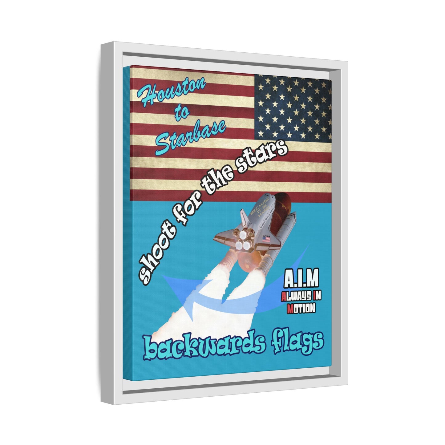 shoot for the stars - framed canvas art (turquoise)