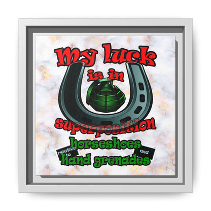my luck - framed canvas art (white marble)