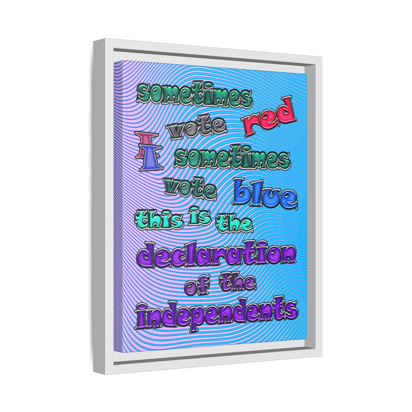 declaration of the independents - framed canvas art (light blue-purple wave)