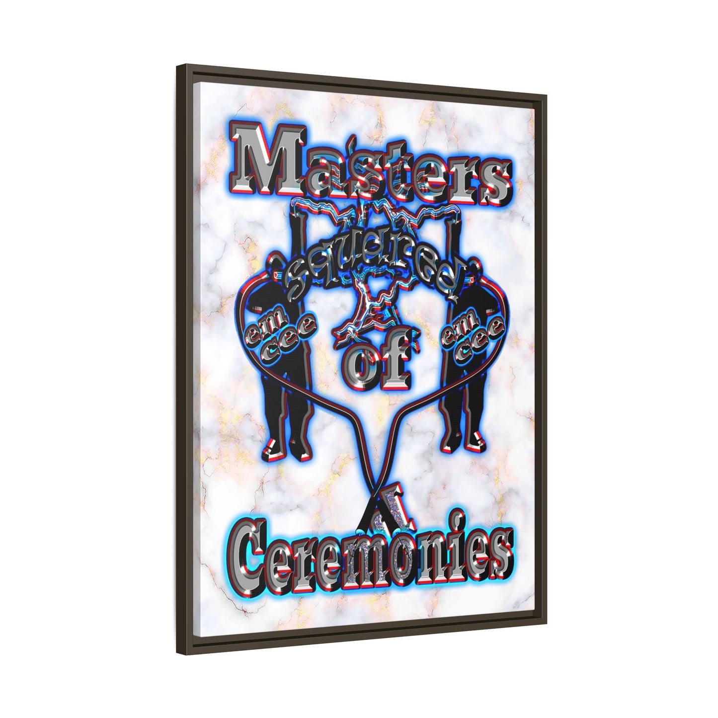 em cee squared - framed canvas art (white marble)