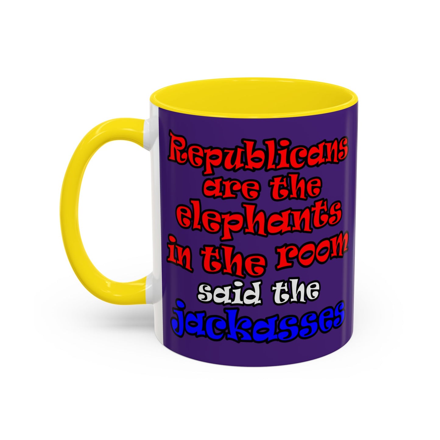 donkeys and elephants - Accent Mug (purple)