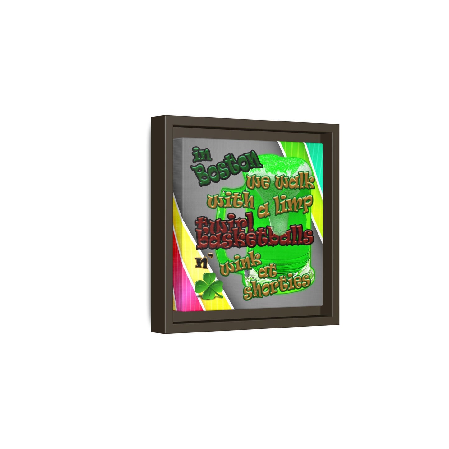 celtics logo - framed canvas art (rainbow split)