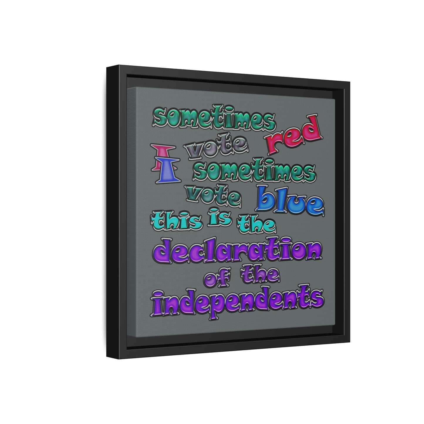 declaration of the independents - framed canvas art (dark grey)