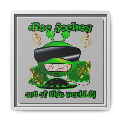 disc jockey - framed canvas art (light grey)