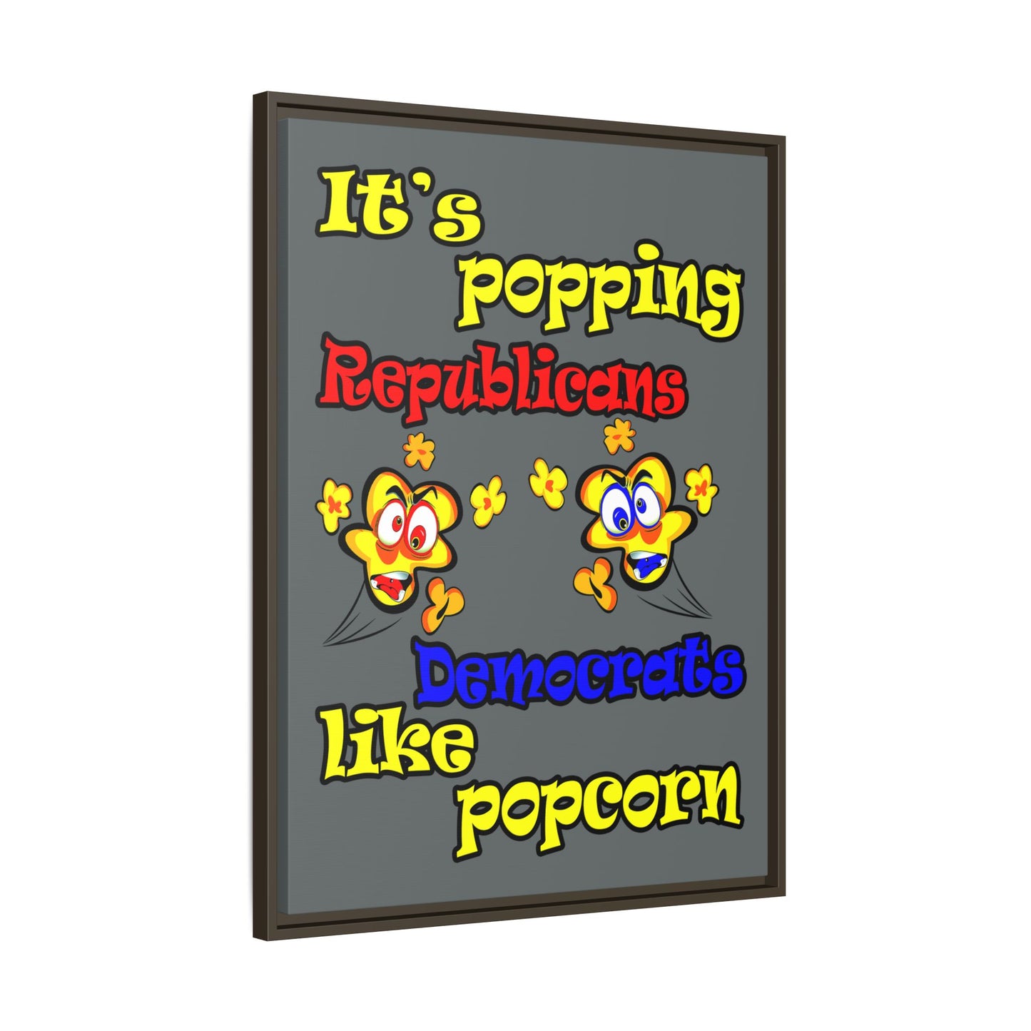 popping like popcorn - framed canvas art (dark grey)