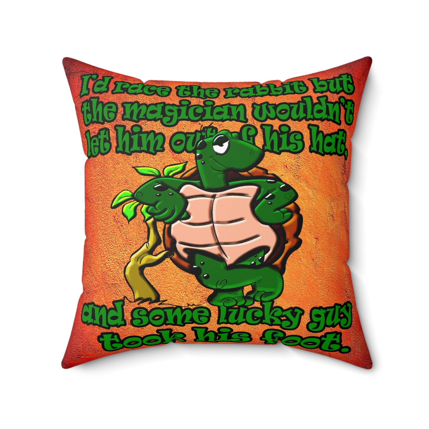 turtle race - Spun Polyester Square Pillow - (burnt orange)
